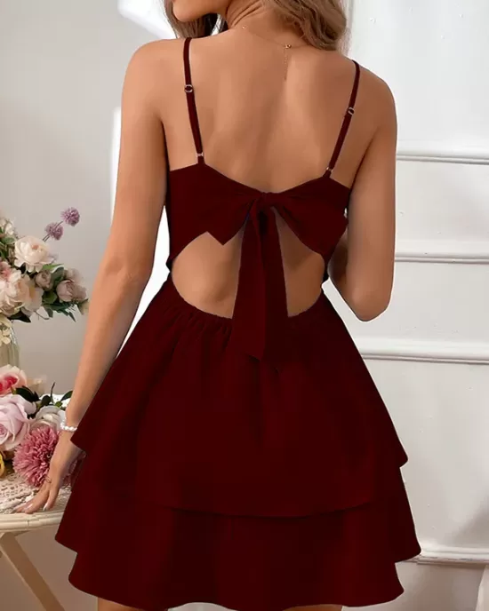 Vacation A-Line Bowknot  Mini Dress