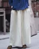 Artistic Retro Wide Leg Loose Elasticity Solid Color Casual Pants Bottoms