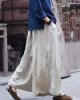 Artistic Retro Wide Leg Loose Elasticity Solid Color Casual Pants Bottoms