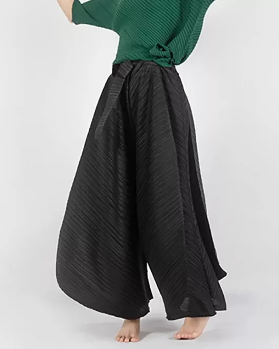 Simple Wide Leg Loose Pleated Solid Color Casual Pants Bottoms