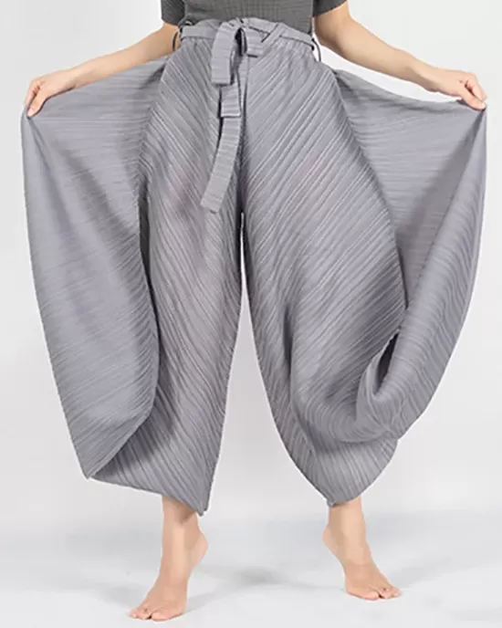 Simple Wide Leg Loose Pleated Solid Color Casual Pants Bottoms