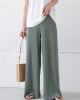 Simple Loose Wide Leg Elasticity Solid Color Casual Pants Bottoms