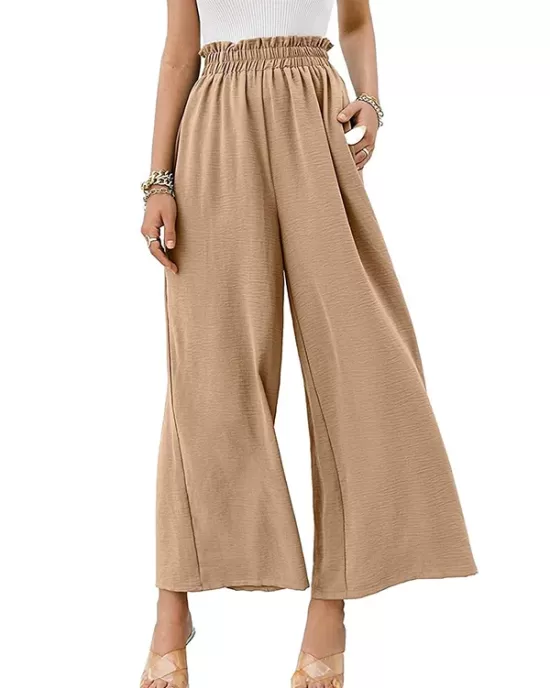 Simple Wide Leg Loose Elasticity Casual Pants Bottoms