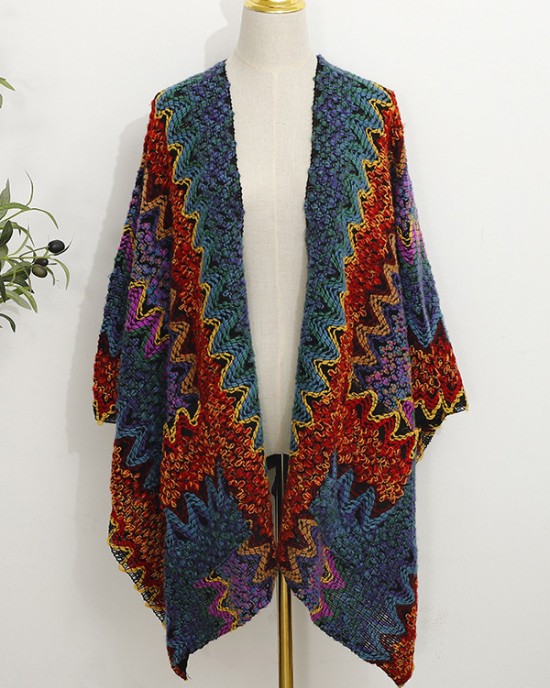 Casual Loose Patchwork Shawl&Cloak