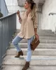 Trendy Long Sleeves Solid Color Lapel Collar Blouses