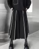 Vintage Loose Wide Leg Contrast Color Striped Elasticity Split-Joint Casual Pants Bottoms