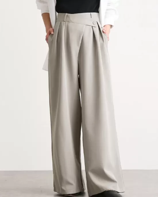 Casual Wide Leg Loose Solid Color Pants Bottoms