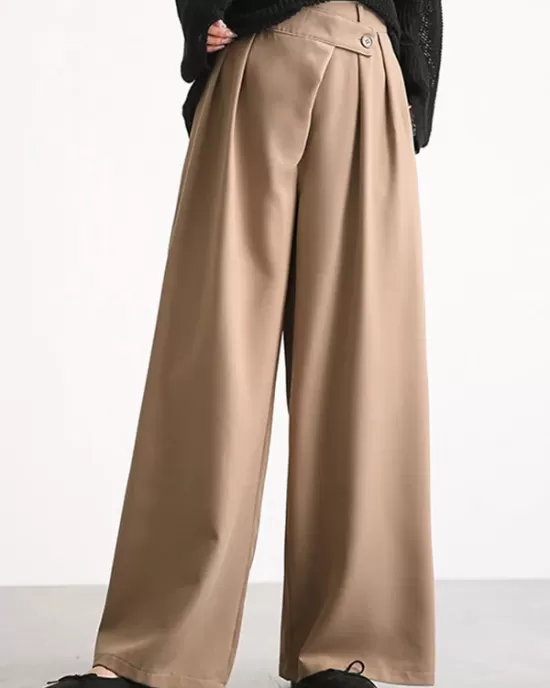 Casual Wide Leg Loose Solid Color Pants Bottoms