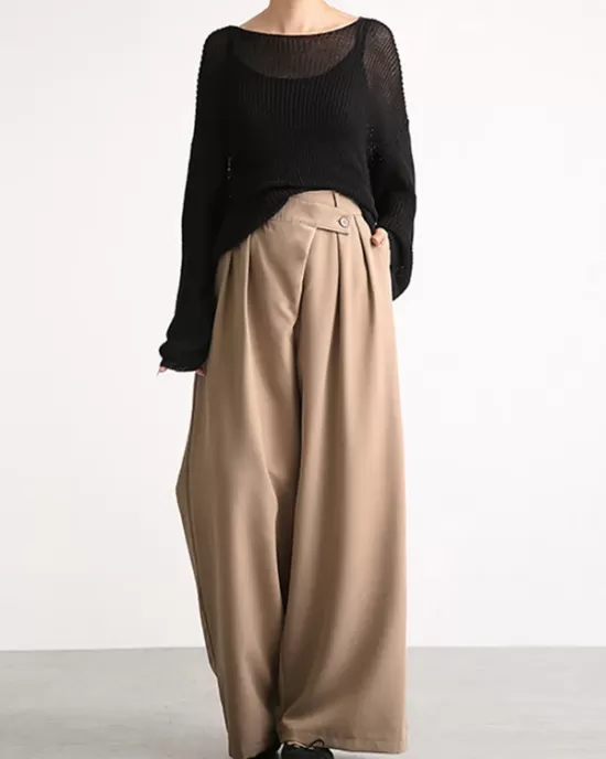 Casual Wide Leg Loose Solid Color Pants Bottoms