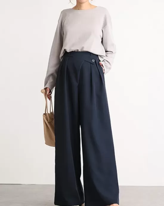 Casual Wide Leg Loose Solid Color Pants Bottoms