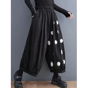 Original Creation Loose Wide Leg Polka-Dot Casual Pants Bottoms