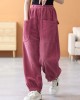 Loose Elasticity Solid Color Casual Flared Pants Bottoms