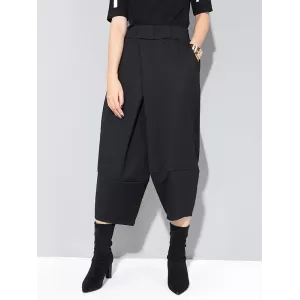 Cool Wide Leg Loose Solid Color Casual Three-Quarter Pants Bottoms