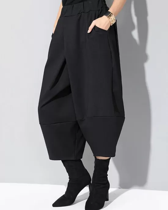 Cool Wide Leg Loose Solid Color Casual Three-Quarter Pants Bottoms