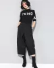 Cool Wide Leg Loose Solid Color Casual Three-Quarter Pants Bottoms