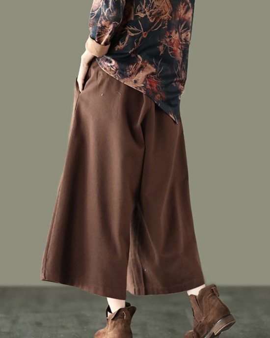 Simple Wide Leg Loose Solid Color Casual Pants Bottoms