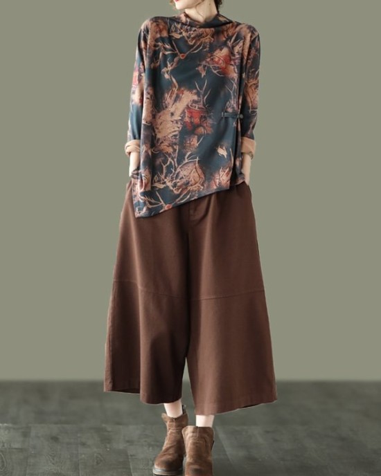 Simple Wide Leg Loose Solid Color Casual Pants Bottoms