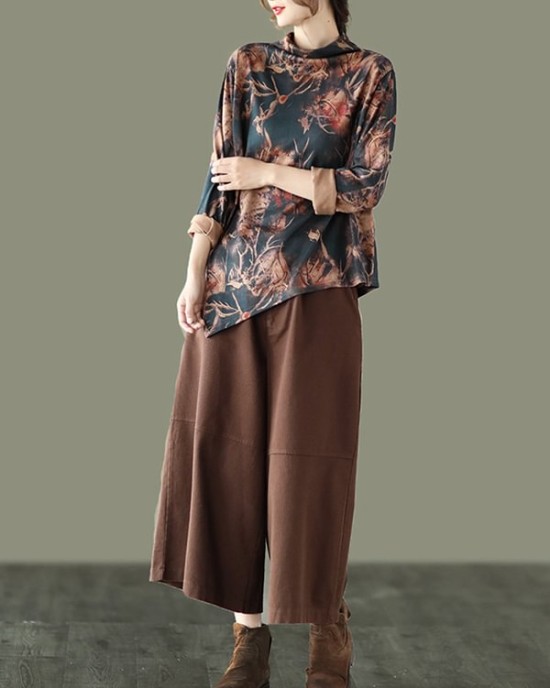 Simple Wide Leg Loose Solid Color Casual Pants Bottoms