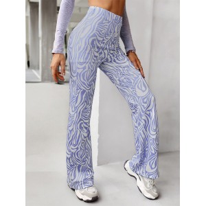 Casual High Waisted Wrap Animal Printed Pants Bottoms