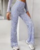 Casual High Waisted Wrap Animal Printed Pants Bottoms