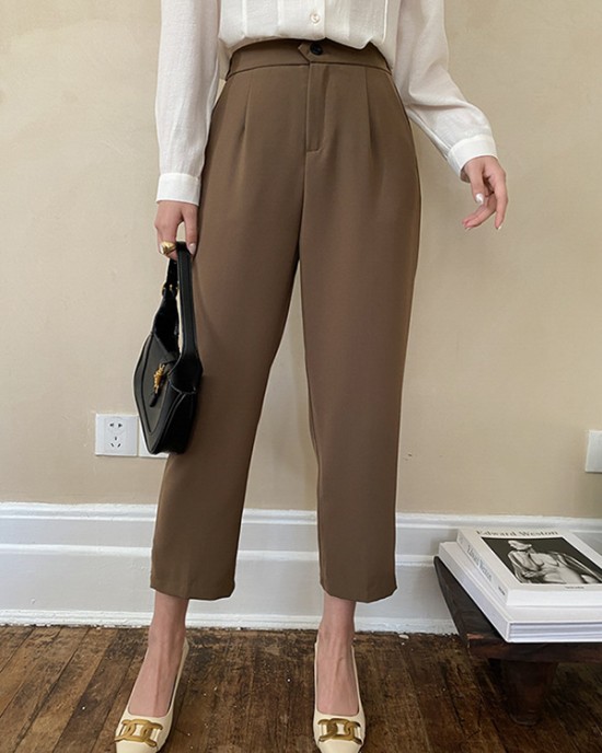 Simple Column Solid Color Casual Ninth Pants Bottoms