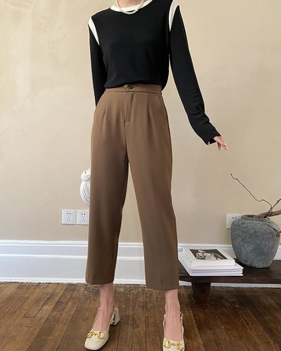 Simple Column Solid Color Casual Ninth Pants Bottoms