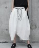 Loose White Linen Split-side Harem Pants