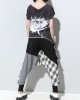 Loose Plaid Split-joint Harem Pants