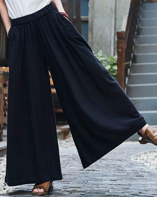 Loose Wide-leg Linen Pants