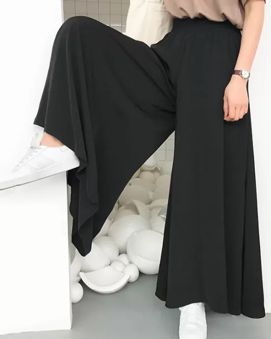 Original Solid Column Wide Leg Pants