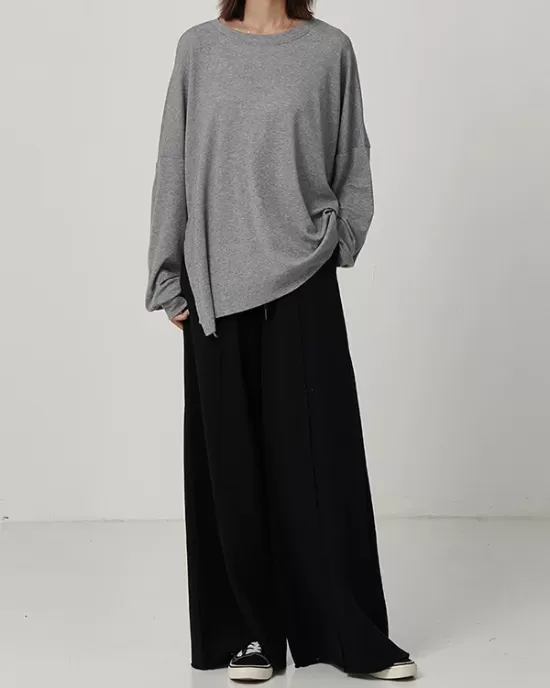 Casual Solid Column Wide Leg Pants