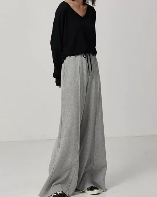 Casual Solid Column Wide Leg Pants