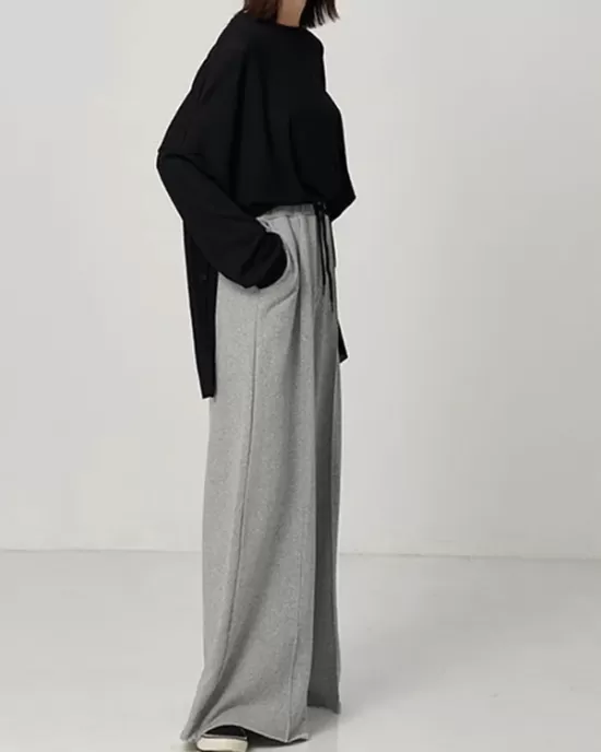 Casual Solid Column Wide Leg Pants