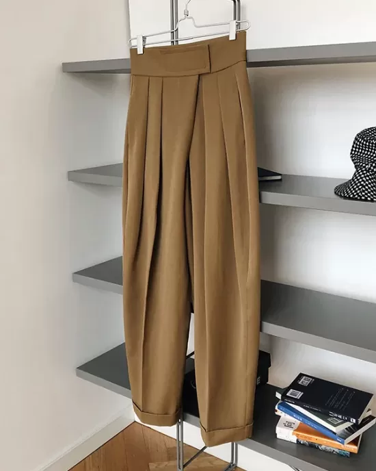 Loose Wide-Leg Velcro Suit Pants