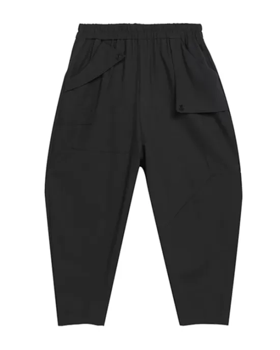 Stylish Black Asymmetric Elasticity Harem Pants