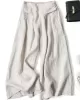 Solid Color Ramie Cotton Plus Size Loose Ninth Wide-Leg Pants