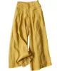 Solid Color Ramie Cotton Plus Size Loose Ninth Wide-Leg Pants