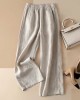 Ruffle Ramie Cotton Elasticity Loose Casual Wide-Leg Pants