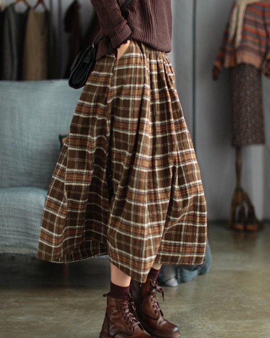 Artistic Retro Plaid A-Line Skirt