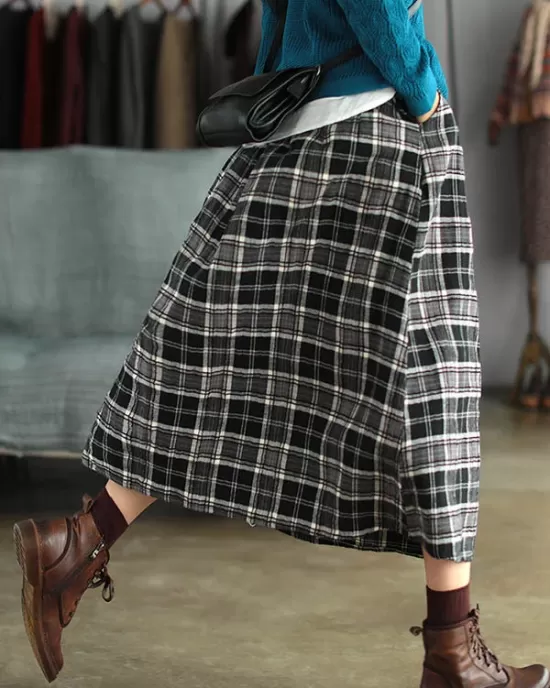 Artistic Retro Plaid A-Line Skirt