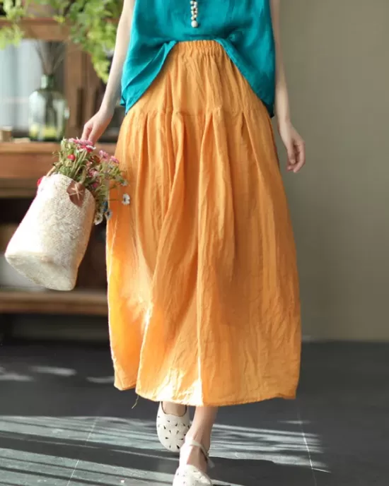 Casual Solid Color Empire A-Line Skirt