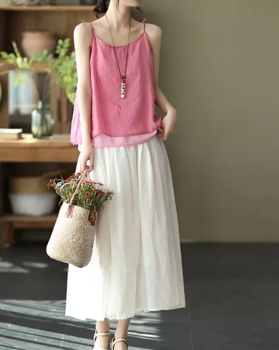 Casual Solid Color Empire A-Line Skirt