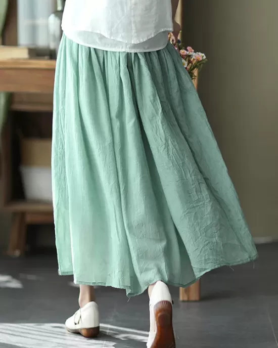 Casual Solid Color Empire A-Line Skirt