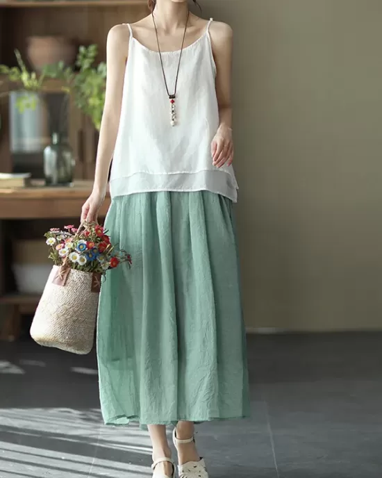 Casual Solid Color Empire A-Line Skirt