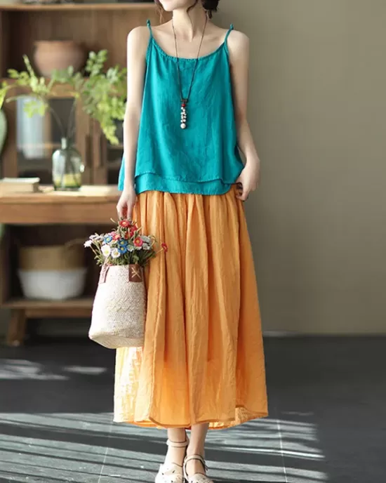 Casual Solid Color Empire A-Line Skirt