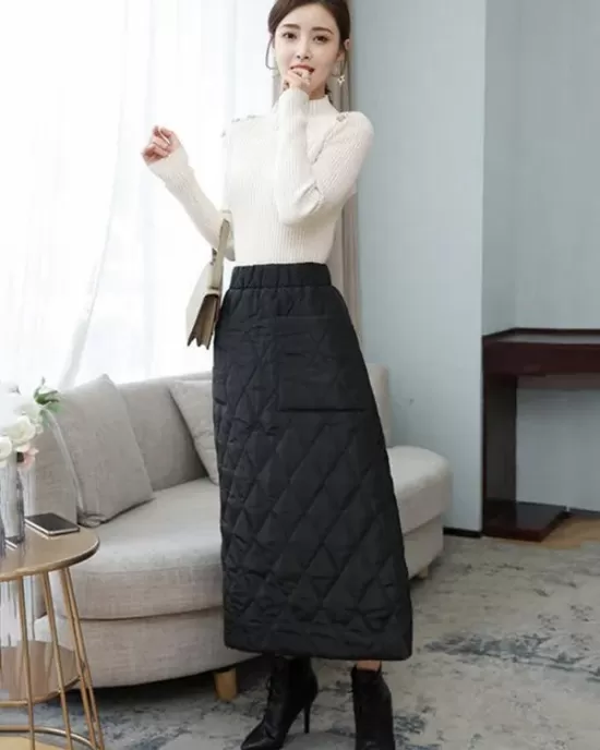 Vintage Loose Elasticity High-Waisted A-Line Padded Skirt Bottom