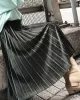 Solid Color High-Waist Pleated A-Line Skirt