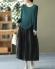 Simple Loose Solid Color Split-Joint Bubble Skirt