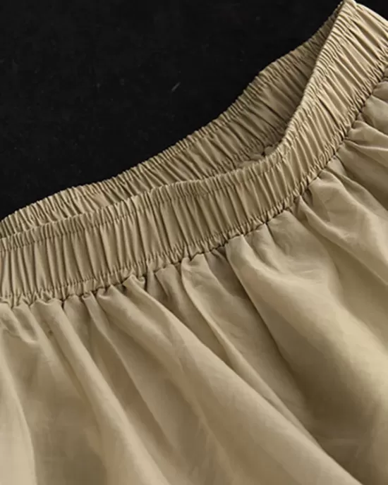 Simple Loose Solid Color Split-Joint Bubble Skirt