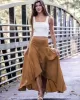 Simple  Asymmetric Split-Front Falbala Solid Color  Skirts Bottoms